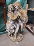 A stone Romeo and Juliet garden statue Collect Only