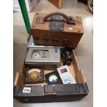 A box of vintage electric test equipment and meters Collect only