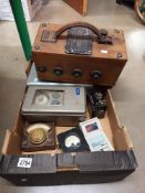 A box of vintage electric test equipment and meters Collect only