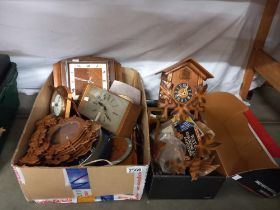A box of vintage clocks & clock parts COLLECT ONLY