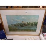 A large framed print of Windsor Castle from opposite side of the Thames 90cm x 65cm. Collect Only