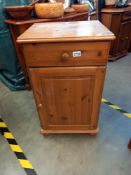 A pine bedside cabinet with drawer, COLLECT ONLY.