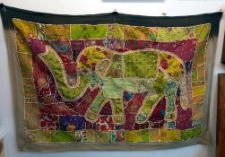 A large Indian tapestry of a elephant 150cm x 150cm