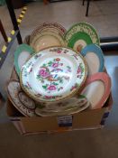 A box of various collectable plates & a pheasant platter