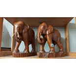 2 large carved teak elephants COLLECT ONLY