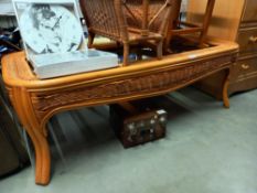 A bamboo coffee table with glass top COLLECT ONLY