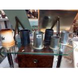 A quantity of tankards including pewter 1977 Ruston gas turbines, Fosters pottery, Kynance Cove