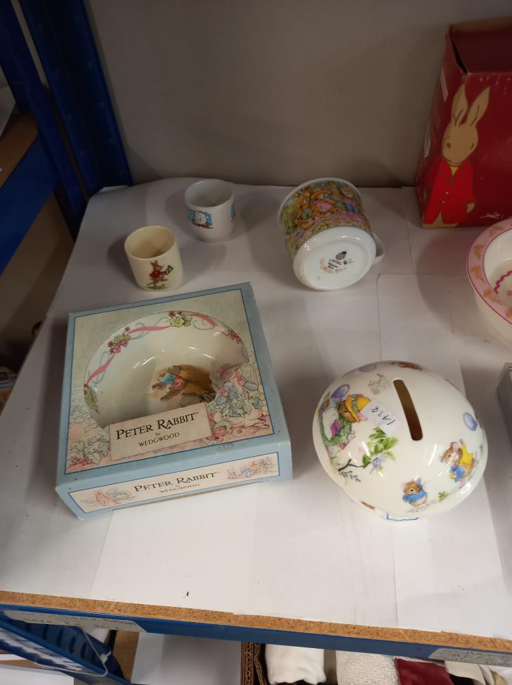 A shelf of baby pottery including Royal Doulton Bunnykins etc. COLLECT ONLY - Image 2 of 4