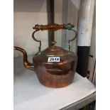 A Victorian copper kettle with heat resistant handle Collect only