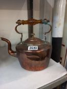 A Victorian copper kettle with heat resistant handle Collect only