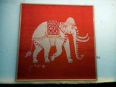 A signed silk screen print of an elephant 67cm x 67cm collect only