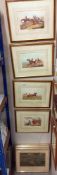 4 framed fox hunting coloured engravings and 4 steeple chrome prints Collect only