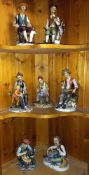 7 Capodimonte style tramp figures COLLECT ONLY.