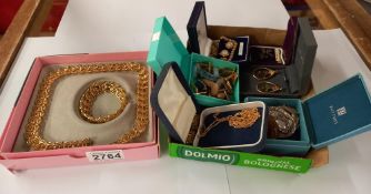 A tray of costume jewellery including earrings, cufflinks etc