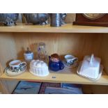2 Portmeirion cups and saucers Royal Worcester sugar shaker, jelly mould & Tetley tea pot etc