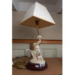 A figural table lamp of a lady with a Lurcher/Greyhound COLLECT ONLY