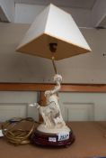 A figural table lamp of a lady with a Lurcher/Greyhound COLLECT ONLY