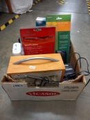A tray of electrical goods (radios, cameras & weather station etc) Collect only