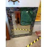 A large bevel edged mirror with bevelled edge etched mirror frame 79cm x 109cm COLLECT ONLY