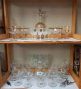 A good lot of gold rimmed glasses & decanter etc. COLLECT ONLY