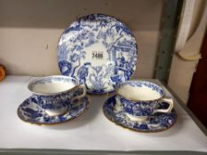 A Royal Crown Derby Mikado cups & saucers set with plate COLLECT ONLY