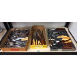 3 trays of vintage cutlery