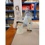 2 Coalport figures and a vintage Wade Pearly King and Queen