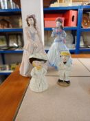 2 Coalport figures and a vintage Wade Pearly King and Queen