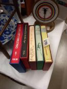 Five Folio books including Mark Twain P.G Woodhouse etc Collect only