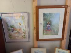 2 decorative framed prints, steam train, bicycle and poppy field Collect only