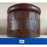A brown leather footstool pouffe COLLECT ONLY