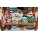 A mixed lot of kitchenalia including Denby teapot, Royal Worcester, flan dish & Pyrex dishes etc