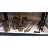 A quantity of pewter tankards & brass toasting forks etc. COLLECT ONLY