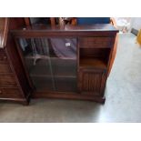 An oak glazed bookcase with side cupboard and drawer, COLLECT ONLY.