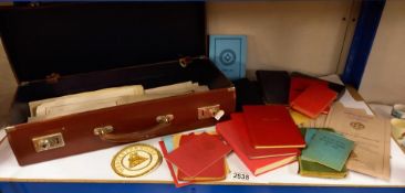 A Masonic case & contents COLLECT ONLY