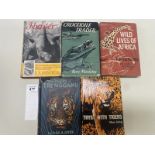 5 Hunting and Africa related books including Hunter by J A Hunter, The Tigers of Trengannu by