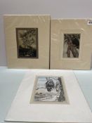 3 Arthur Rackham carded prints including The Gossips c 1913; For Years He Had Been Quietly