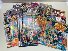 A collection of approximately 70 Justice Society of America DC Comics various ages and sets