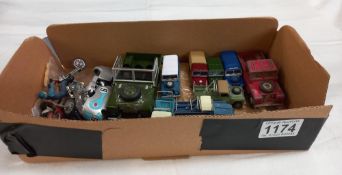 A box of diecast Landrovers including Corgi, Universal hobbies etc. and a quantity of diecast