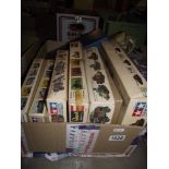 Vintage Tamiya and Airfix, Revell military vehicle model kits, part built in various condition,