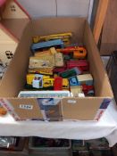 A box of mixed Dinky and Corgi including Morris 'Z' van, Ford transit fire service van etc
