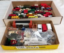 2 trays of small scale plastic vehicles by various makers