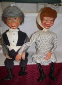 A pair of rare 1970's Mr and Mrs Parlanchin ventriloquist dummies dolls