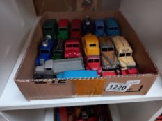 A tray of Dinky commercial vehicles including Austin A40 and Bedford vans etc