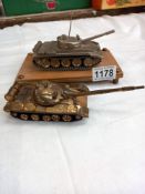 2 cast metal models of tanks, no visible makers marks