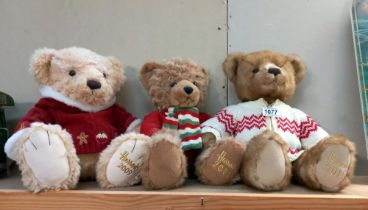 3 Harrods Christmas bears 2009, 2010 and 2011