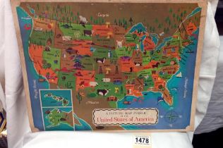 A 1960's Whitman picture map puzzle of the unites States of America