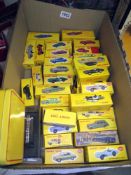 35 Atlas editions Dinky cars with tin of various certificates