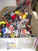A large box of mixed toys and diecast including Dinky, Corgi, Action Man etc