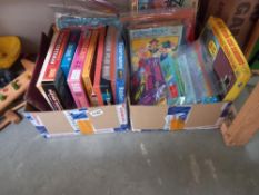 2 boxes of vintage children's jigsaws etc, completeness unknown